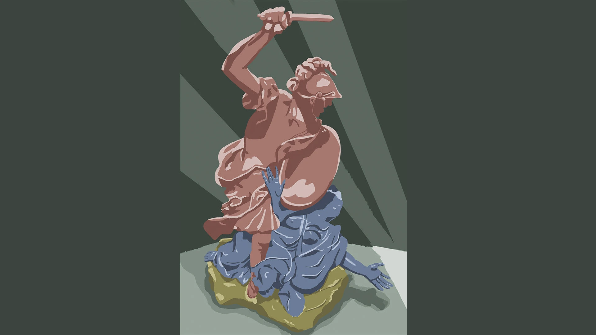 A sculpture of Perseus slaying Medusa from the Philadelphia Museum of Art drawn digitally