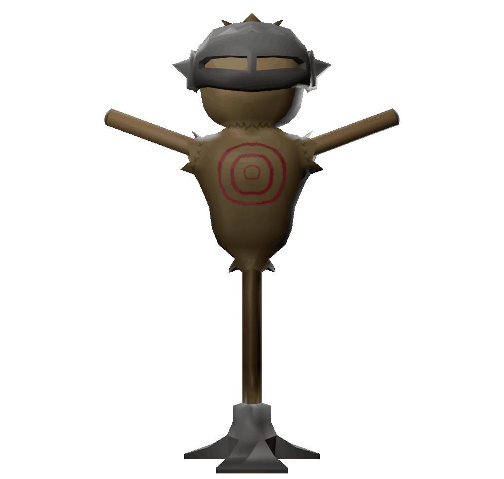 The training dummy gets hit by the player
